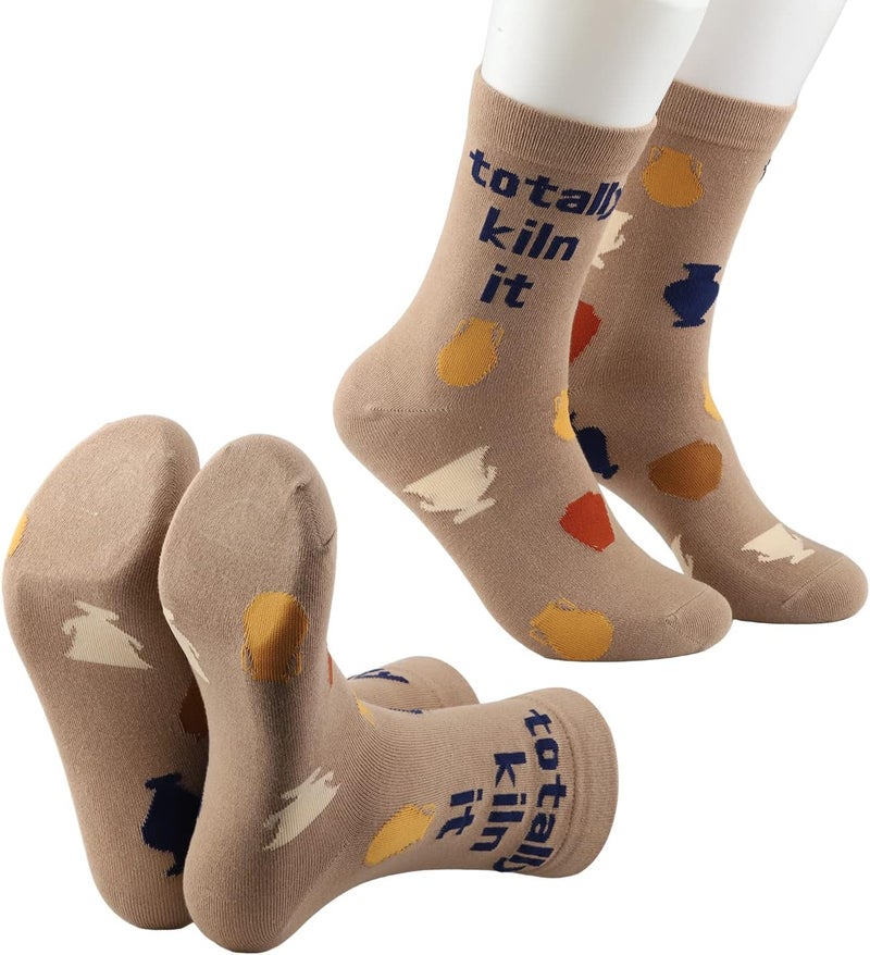 MBMSO Ceramic Artist Gifts 2 Pairs Totally Kiln It Pottery Socks for Pottery Lover and Ceramic Maker - Image 2